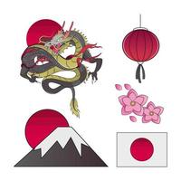 conjunto tradicional japonés vector