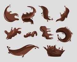 conjunto de salpicaduras de chocolate vector