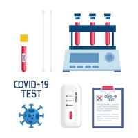 covid 19 virus test tubes and medical document vector design