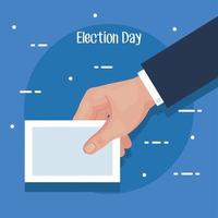 election day hand holding vote paper vector design