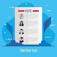 election day vote presidents paper with leaves vector design