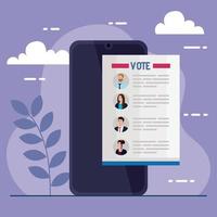 election day vote presidents paper on smartphone vector design