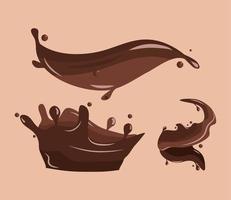 set chocolate splashes vector