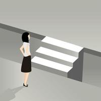 mujer de negocios, posición, escaleras vector