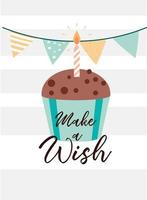 happy birthday cupcake vector