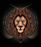 Lion face illustration design with ornament background vector