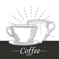 coffee cups sketch vector