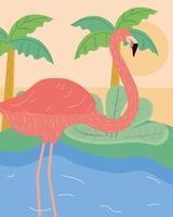 tropic flamingo beach vector
