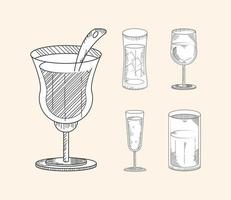 set cups sketch vector