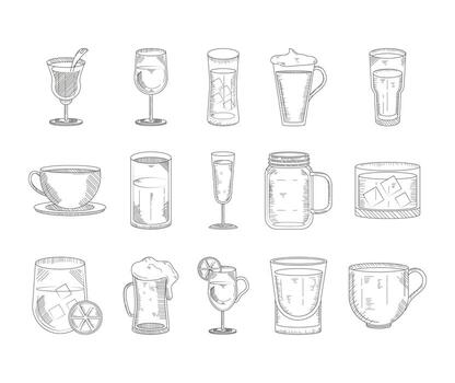 set types drinks vector