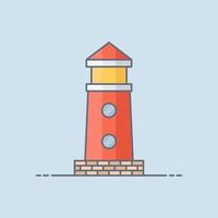 Ilustración de icono de vector de edificio de faro