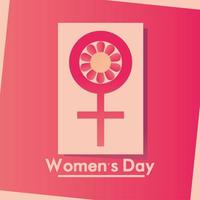 tarjeta de felicitación del día de la mujer flor y signo femenino de género vector