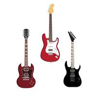 Instrumentos musicales de guitarra eléctrica para entretenimiento. vector