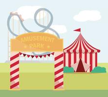 entrance tent amusement park carnival isolated design vector