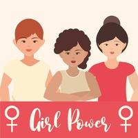 womens day beauty group female character girl power vector