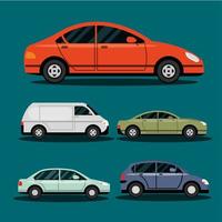 set with various cars transport vehicle city transport vector