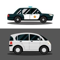 compact car and police vehicle transport city transport vector