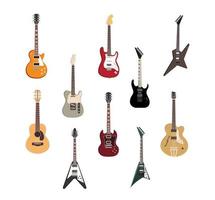 electric rock guitar acoustic jazz and metal strings music instruments vector