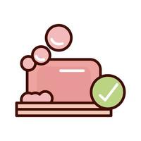 soap bar cleaning prevent spread of covid19 line and file icon vector