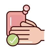 wash hands with soap prevent spread of covid19 line and file icon vector