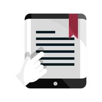mobile hand click document screen online education isolated icon shadow vector