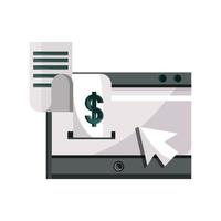 payments online mobile receipt paper clicking flat icon shadow vector