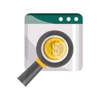 payments online website money coin magnifier flat icon shadow vector