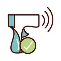 checking temperature prevent spread of covid19 line and file icon vector