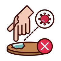 avoid infected surfaces prevent spread of covid19 line and file icon vector