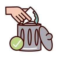 throw away the cleaning papers prevent spread of covid19 line and file icon vector