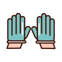 hands with gloves protection prevent spread of covid19 line and file icon vector