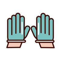 hands with gloves protection prevent spread of covid19 line and file icon vector