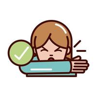 covering mouth and nose with arm prevent spread of covid19 line and file icon vector