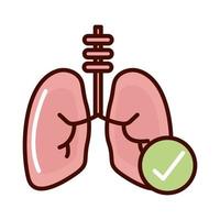 healthy lungs prevent spread of covid19 line and file icon vector