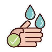 wash hands prevent spread of covid19 line and file icon vector