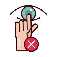 avoid touch eye prevent spread of covid19 line and file icon vector