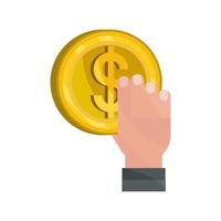 payments online hand with money coin flat icon shadow vector