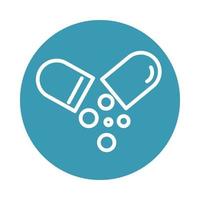 virus covid 19 pandemic capsule medicine care block line style icon vector