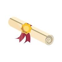 scroll certificate success online education isolated icon shadow vector