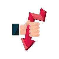 hand with arrow down crisis stock market crash isolated icon vector
