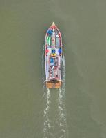 Aerial view fisherman boat photo