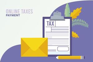 online taxes payment with checklist and envelope vector