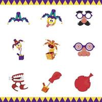 bundle of nine april fools day set icons vector