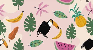 toucan and fruits vector