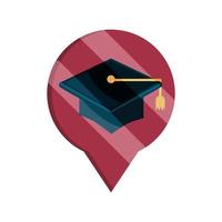 graduation hat pointer location online education isolated icon shadow vector