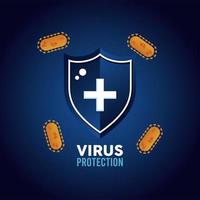 virus protection shield with bacteriums particles color orange