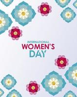 international womens day celebration poster with lettering and flowers garden vector