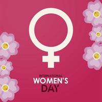 international womens day celebration poster with lettering and gender female symbol vector