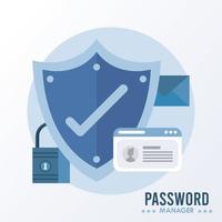 password manager theme with check symbol in shield and secure icons vector