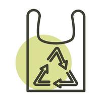 bolsa de compras de plástico reciclar icono de estilo de línea de energía sostenible alternativa vector